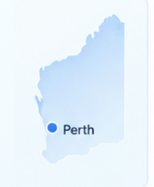 Western Australia map with Perth marked